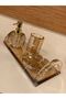 Bathroom Set Crystal Glass 4 Pieces Honey Color - 7