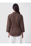 Ozmarka New Season Brown Striped Women's Shirt with Tie-Waist - 4