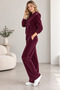 Women's Velvet Tracksuit Set with Hooded Zipper and Pockets, Comfortable Fit - 3