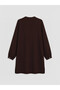 Brown Judge Collar Textured Women's Shirt Tunic - 7