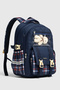 Celdor 3-Piece School Bag Set - Plush Teddy Bear, Orthopedic Backpack, Thermal Lunch Bag and Pencil Case, Navy Blue - 3