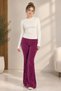 Women's Purple Velvet Spanish Flare 2-Piece Set – Cream Top & Purple Pants