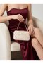 Beige Color Z.A.R.A Satin over Lace Embroidered Gold Metal Detailed Chain Strap Women's Evening Dress Bag Wedding Engagement Graduation