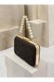 Brown Z.A.R.A Satin Lace Embroidered Gold Detailed Pearl Handle Chain Strap Women's Evening Dress Bag Wedding Engagement Graduation - 2