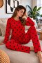 Women's Pajama Set with Snow and Heart Pattern in Suede