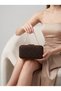 Brown Z.A.R.A Satin Lace Embroidered Gold Detailed Pearl Handle Chain Strap Women's Evening Dress Bag Wedding Engagement Graduation