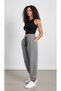 Women's Gray Elastic Waist Pleated Comfortable Cut Pants with Elastic Cuffs - 2