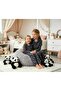 Girl's Panda Patterned Anthracite Color Long Sleeve Pajama Set - Comfortable Cut Sleepwear - 2