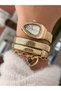 Yellow Color Stone Snake Model Women's Wristwatch Bracelet in Special Gift Box - 3