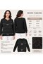 Women's Collar Button Detailed Stone Printed Long Sleeve Glittery Knitwear Blouse - 5
