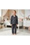 Girl's Panda Patterned Anthracite Color Long Sleeve Pajama Set - Comfortable Cut Sleepwear - 4