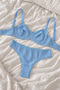 Basic Patterned Cotton Underwire Underwear Set Blue - 3