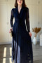 Double-Breasted Collar Patterned Glittery Maxi Tulle Dress - 6