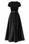 Belted Short Sleeve Ribbed Poplin Midi Elibse - 2