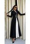 Women's long sleeve judge collar detailed dropped two color long janjan crepe dress