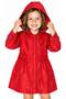 Girl's Red Waterproof Hooded Zippered Raincoat with 100% Cotton Lining - 3