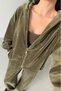 Khaki Color Hooded Triple Velvet Suit Per0097 - 7