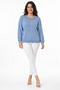 Women's Long Sleeve Knitwear Blouse with Stone Print on Front and Sleeves - 3