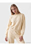 Özmarka New Season Beige Crew Neck Oversize Women's Sweatshirt - 2