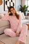 Women's Pajama Set with Suede Pattern - 6
