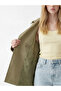 Khaki Belted Oversize Women's Trench Coat - 4