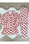 Pink with Red Heart Pattern Suede Shirt Collar Long Sleeve Pajama Set - 8