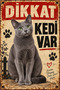 Korat Caution Cat Present Retro Metal Wall Sign Decorative Cat Sign 30X40Cm