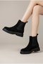Women's Black Suede Elastic Detail Thick Sole Boots Un001-0802