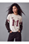 Vizyon New Season Beige Printed Soft Touch Women's T-Shirt