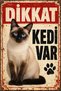 Siamese Cat Caution Cat Is Present Retro Metal Wall Sign Decorative Warning Sign 15X20Cm