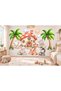 Safari Animals Children's Room Wall Sticker Set – Palm Tree, Mushroom House, Elephant, Giraffe, and Zebra – 160 × 120 cm