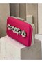 Fuchsia Pink Satin Silver Metal Detailed Crystal Stone Embroidered Chain Strap Women's Evening Dress Bag Wedding Engagement Graduation - 5