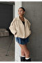 Oversize Bomber Suede Leather Jacket - 4