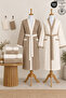 Kimoneldy 8 Piece Family Bathrobe Set 100% Cotton Certified Contrast Kimono Bathrobe Set - Cream Beige