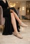 Vera Women's Beige Blunt Toe Elegant Stone Detailed Side Buckle Stylish Ballerinas Daily Office Event Special Design