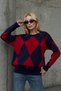 Women's Round Neck Diamond Patterned 100% Acrylic Knitwear Blouse Sweater - 4