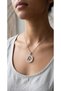 Xuping Two Hearts Entwined Round Pendant Necklace – Silver Color Tarnish Resistant Steel Zircon Stone Women's Necklace