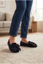 Alya Women's Black Plush Ribbon Detailed Woolen Furry Winter Home Shoes Dowry Bundle Fluffy Indoor Comfortable Babet - 3