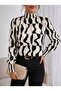 Women's long sleeve turtleneck patterned supreme blouse - 2