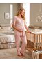 New Season Powder Scallop Linen Detailed Buttoned Design Short Sleeve Maternity Pajama Set 3-Piece Set - 7