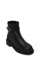 Women's Black Zippered Printed Leather Boots Wf190050Dk - 8