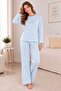 Blue Egg Patterned Basic Thin Knitted Pajama Set - 3
