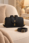 Women's Three-Compartment Shoulder and Crossbody Bag with Adjustable Strap and Gold Accessories 21X11X8 cm - 2