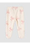 Beige Printed Baby Girl Cardigan and Booties Pants Set - 5