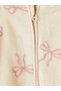Beige Printed Baby Girl Cardigan and Booties Pants Set - 6