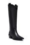 Women's Black Thick Heeled Leather Cowboy Boots Af170005Dv - 8