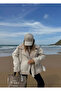 Cream Belted Biker Suede Coat - 2