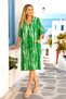 Green Patterned Shirt Collar Pocket Short Dress
