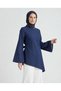 Asymmetrical Cut Spanish Sleeve Side Belted 100% Linen Women's Shirt - 2