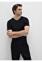 Ribbed Detailed V-Neck Black T-Shirt Fitted / Bodycon Cut 063748-900 - 2